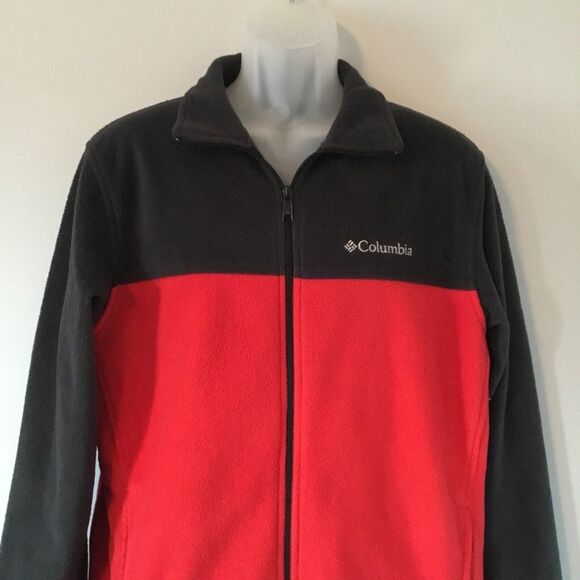 Columbia Men’s Red & Black Full Zip Fleece Jacket Size Medium - Picture 2 of 6